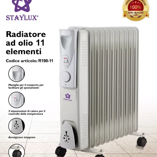Termosifone Radiatore ad olio STAYLUX 2.200 W Elettrico 11 Elementi