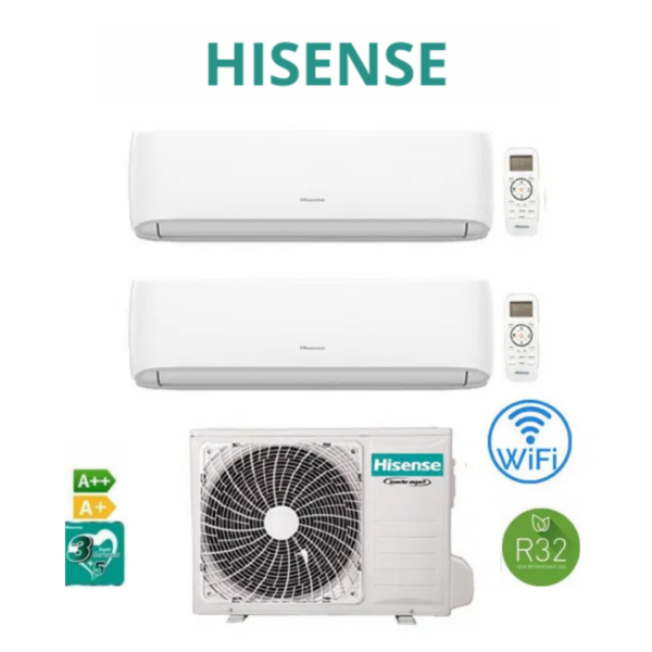 Climatizzatore Condizionatore Dual Hisense 9000+9000 Btu Hi Comfort R32 Inverter Wifi Integrato